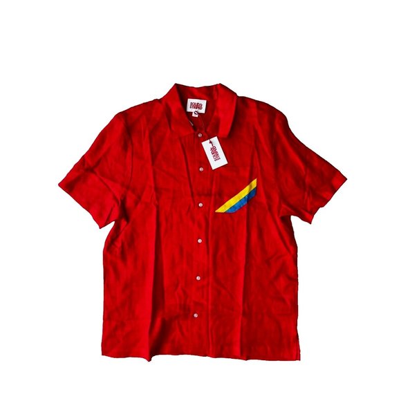 Solid & Striped The Cabana Linen Pocket Stripe Shirt Cherry ( M ) - Picture 2 of 4